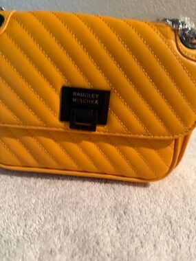 Badgley Mischka Yellow Quilted Crossbody Bag NWT Chain Strap Vegan Leather $129